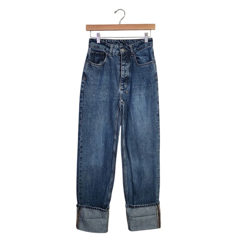 Ksubi Playback Muse Cuffed Straight Leg High Rise Denim Jeans Size 26